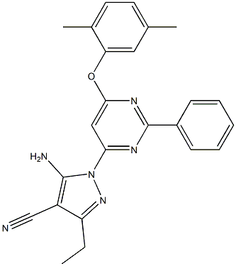 5-amino-1-[6-(2,5-dimethylphenoxy)-2-phenylpyrimidin-4-yl]-3-ethyl-1H-pyrazole-4-carbonitrile