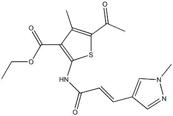 ethyl 5-acetyl-4-methyl-2-{[3-(1-methyl-1H-pyrazol-4-yl)acryloyl]amino}-3-thiophenecarboxylate 结构式