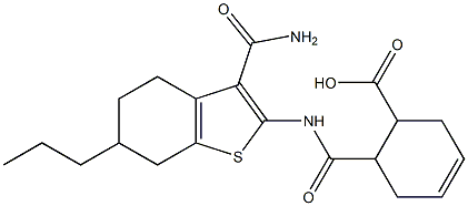 6-({[3-(aminocarbonyl)-6-propyl-4,5,6,7-tetrahydro-1-benzothien-2-yl]amino}carbonyl)-3-cyclohexene-1-carboxylic acid 结构式