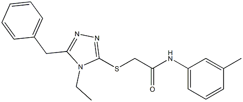 2-[(5-benzyl-4-ethyl-4H-1,2,4-triazol-3-yl)sulfanyl]-N-(3-methylphenyl)acetamide,,结构式