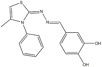 3,4-dihydroxybenzaldehyde (4-methyl-3-phenyl-1,3-thiazol-2(3H)-ylidene)hydrazone Structure