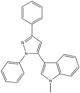 3-(1,3-diphenyl-1H-pyrazol-5-yl)-1-methyl-1H-indole Structure