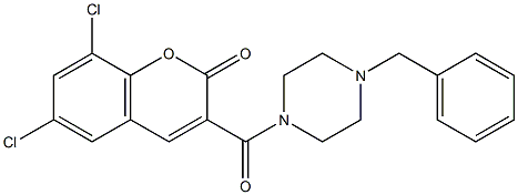 3-[(4-benzylpiperazin-1-yl)carbonyl]-6,8-dichloro-2H-chromen-2-one Structure