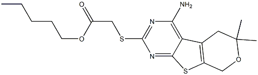 pentyl [(4-amino-6,6-dimethyl-5,8-dihydro-6H-pyrano[4',3':4,5]thieno[2,3-d]pyrimidin-2-yl)sulfanyl]acetate Structure