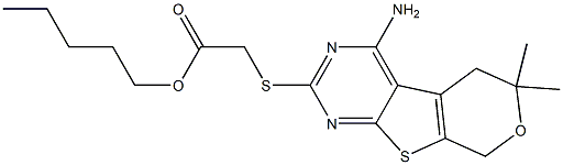 pentyl [(4-amino-6,6-dimethyl-5,8-dihydro-6H-pyrano[4',3':4,5]thieno[2,3-d]pyrimidin-2-yl)sulfanyl]acetate,,结构式