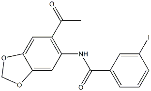N-(6-acetyl-1,3-benzodioxol-5-yl)-3-iodobenzamide 化学構造式
