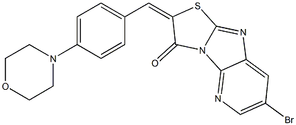 7-bromo-2-[4-(4-morpholinyl)benzylidene][1,3]thiazolo[2',3':2,3]imidazo[4,5-b]pyridin-3(2H)-one,,结构式