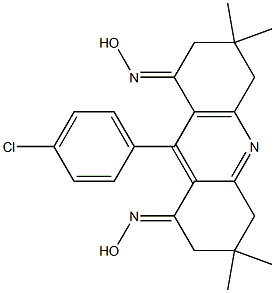 9-(4-chlorophenyl)-3,3,6,6-tetramethyl-3,4,6,7-tetrahydro-1,8(2H,5H)-acridinedione dioxime,,结构式