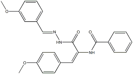 N-[1-{[2-(3-methoxybenzylidene)hydrazino]carbonyl}-2-(4-methoxyphenyl)vinyl]benzamide 化学構造式