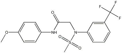 N-(4-methoxyphenyl)-2-[(methylsulfonyl)-3-(trifluoromethyl)anilino]acetamide,,结构式