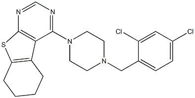 4-[4-(2,4-dichlorobenzyl)-1-piperazinyl]-5,6,7,8-tetrahydro[1]benzothieno[2,3-d]pyrimidine 化学構造式