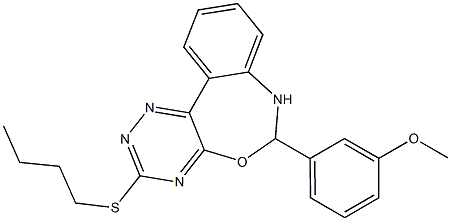 3-(butylsulfanyl)-6-(3-methoxyphenyl)-6,7-dihydro[1,2,4]triazino[5,6-d][3,1]benzoxazepine 化学構造式