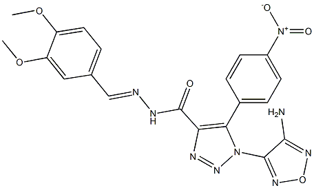 1-(4-amino-1,2,5-oxadiazol-3-yl)-N'-(3,4-dimethoxybenzylidene)-5-{4-nitrophenyl}-1H-1,2,3-triazole-4-carbohydrazide Struktur