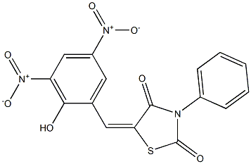 5-{2-hydroxy-3,5-dinitrobenzylidene}-3-phenyl-1,3-thiazolidine-2,4-dione 结构式