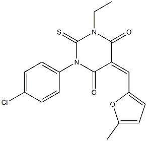 1-(4-chlorophenyl)-3-ethyl-5-[(5-methyl-2-furyl)methylene]-2-thioxodihydropyrimidine-4,6(1H,5H)-dione