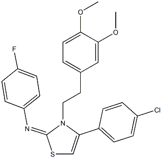 N-(4-(4-chlorophenyl)-3-[2-(3,4-dimethoxyphenyl)ethyl]-1,3-thiazol-2(3H)-ylidene)-N-(4-fluorophenyl)amine Struktur