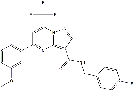 N-[(4-fluorophenyl)methyl]-5-[3-(methyloxy)phenyl]-7-(trifluoromethyl)pyrazolo[1,5-a]pyrimidine-3-carboxamide Struktur