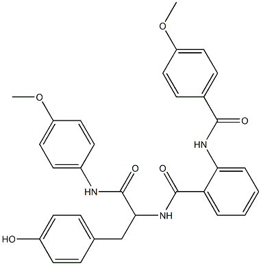 N-[1-(4-hydroxybenzyl)-2-(4-methoxyanilino)-2-oxoethyl]-2-[(4-methoxybenzoyl)amino]benzamide,,结构式