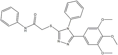 N-phenyl-2-{[4-phenyl-5-(3,4,5-trimethoxyphenyl)-4H-1,2,4-triazol-3-yl]sulfanyl}acetamide 化学構造式