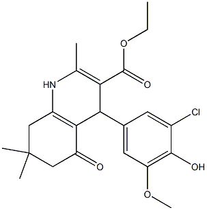 ethyl 4-(3-chloro-4-hydroxy-5-methoxyphenyl)-2,7,7-trimethyl-5-oxo-1,4,5,6,7,8-hexahydro-3-quinolinecarboxylate Structure