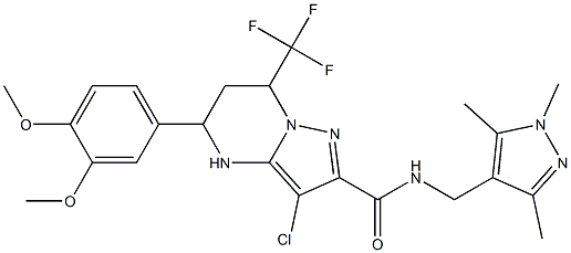  3-chloro-5-(3,4-dimethoxyphenyl)-7-(trifluoromethyl)-N-[(1,3,5-trimethyl-1H-pyrazol-4-yl)methyl]-4,5,6,7-tetrahydropyrazolo[1,5-a]pyrimidine-2-carboxamide