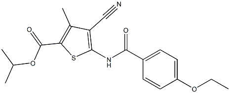 isopropyl 4-cyano-5-[(4-ethoxybenzoyl)amino]-3-methyl-2-thiophenecarboxylate 化学構造式