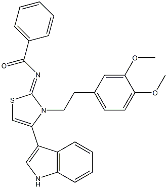 N-(3-[2-(3,4-dimethoxyphenyl)ethyl]-4-(1H-indol-3-yl)-1,3-thiazol-2(3H)-ylidene)benzamide