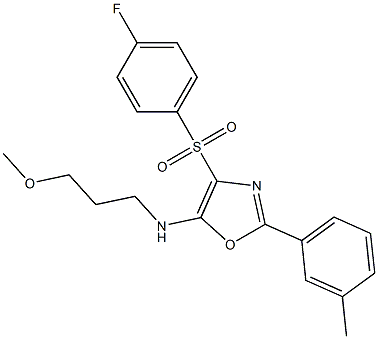 4-[(4-fluorophenyl)sulfonyl]-N-(3-methoxypropyl)-2-(3-methylphenyl)-1,3-oxazol-5-amine Struktur