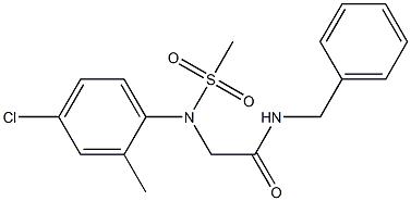 N-benzyl-2-[4-chloro-2-methyl(methylsulfonyl)anilino]acetamide 化学構造式