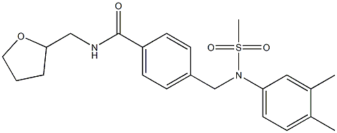 4-{[3,4-dimethyl(methylsulfonyl)anilino]methyl}-N-(tetrahydro-2-furanylmethyl)benzamide,,结构式
