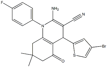 2-amino-4-(4-bromo-2-thienyl)-1-(4-fluorophenyl)-7,7-dimethyl-5-oxo-1,4,5,6,7,8-hexahydro-3-quinolinecarbonitrile Structure