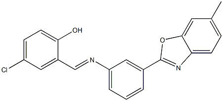 4-chloro-2-({[3-(6-methyl-1,3-benzoxazol-2-yl)phenyl]imino}methyl)phenol,,结构式