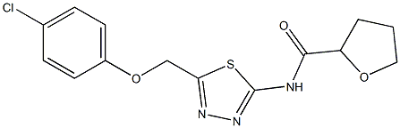 N-{5-[(4-chlorophenoxy)methyl]-1,3,4-thiadiazol-2-yl}tetrahydro-2-furancarboxamide 化学構造式