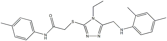 2-({5-[(2,4-dimethylanilino)methyl]-4-ethyl-4H-1,2,4-triazol-3-yl}sulfanyl)-N-(4-methylphenyl)acetamide,,结构式