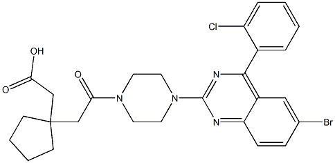 [1-(2-{4-[6-bromo-4-(2-chlorophenyl)quinazolin-2-yl]piperazin-1-yl}-2-oxoethyl)cyclopentyl]acetic acid Structure