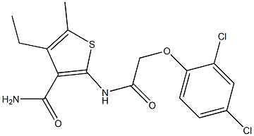 2-{[(2,4-dichlorophenoxy)acetyl]amino}-4-ethyl-5-methyl-3-thiophenecarboxamide Structure