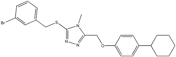 3-[(3-bromobenzyl)sulfanyl]-5-[(4-cyclohexylphenoxy)methyl]-4-methyl-4H-1,2,4-triazole,,结构式