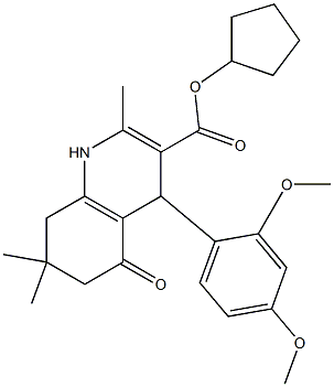 cyclopentyl 4-[2,4-bis(methyloxy)phenyl]-2,7,7-trimethyl-5-oxo-1,4,5,6,7,8-hexahydroquinoline-3-carboxylate Structure