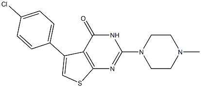 5-(4-chlorophenyl)-2-(4-methyl-1-piperazinyl)thieno[2,3-d]pyrimidin-4(3H)-one,,结构式