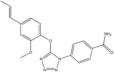 4-{5-[2-methoxy-4-(1-propenyl)phenoxy]-1H-tetraazol-1-yl}benzamide,,结构式