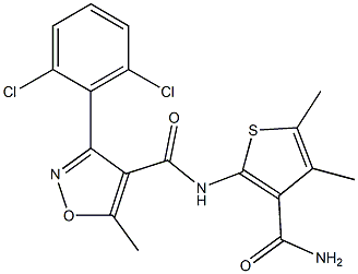 N-[3-(aminocarbonyl)-4,5-dimethyl-2-thienyl]-3-(2,6-dichlorophenyl)-5-methyl-4-isoxazolecarboxamide 化学構造式