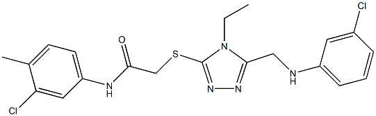 2-({5-[(3-chloroanilino)methyl]-4-ethyl-4H-1,2,4-triazol-3-yl}sulfanyl)-N-(3-chloro-4-methylphenyl)acetamide,,结构式