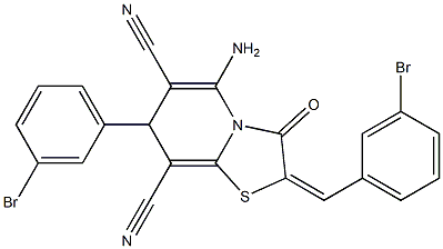 5-amino-2-(3-bromobenzylidene)-7-(3-bromophenyl)-3-oxo-2,3-dihydro-7H-[1,3]thiazolo[3,2-a]pyridine-6,8-dicarbonitrile 结构式