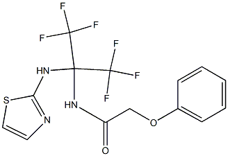 2-phenoxy-N-[2,2,2-trifluoro-1-(1,3-thiazol-2-ylamino)-1-(trifluoromethyl)ethyl]acetamide Structure