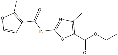 ethyl 4-methyl-2-[(2-methyl-3-furoyl)amino]-1,3-thiazole-5-carboxylate,,结构式