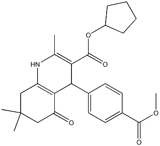 cyclopentyl 2,7,7-trimethyl-4-{4-[(methyloxy)carbonyl]phenyl}-5-oxo-1,4,5,6,7,8-hexahydroquinoline-3-carboxylate,,结构式