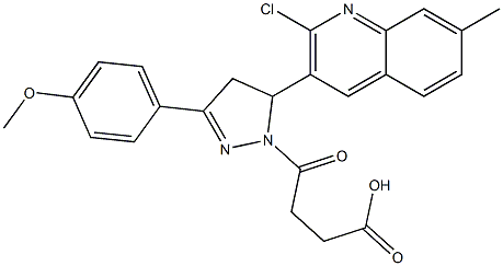 4-[5-(2-chloro-7-methyl-3-quinolinyl)-3-(4-methoxyphenyl)-4,5-dihydro-1H-pyrazol-1-yl]-4-oxobutanoic acid,,结构式