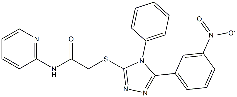 2-[(5-{3-nitrophenyl}-4-phenyl-4H-1,2,4-triazol-3-yl)sulfanyl]-N-(2-pyridinyl)acetamide 化学構造式
