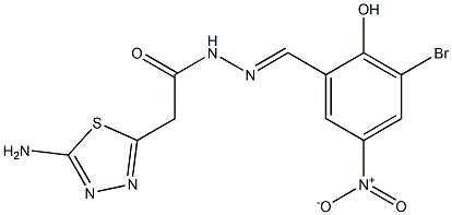 2-(5-amino-1,3,4-thiadiazol-2-yl)-N'-{3-bromo-2-hydroxy-5-nitrobenzylidene}acetohydrazide,,结构式