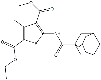2-ethyl 4-methyl 5-[(1-adamantylcarbonyl)amino]-3-methyl-2,4-thiophenedicarboxylate 化学構造式